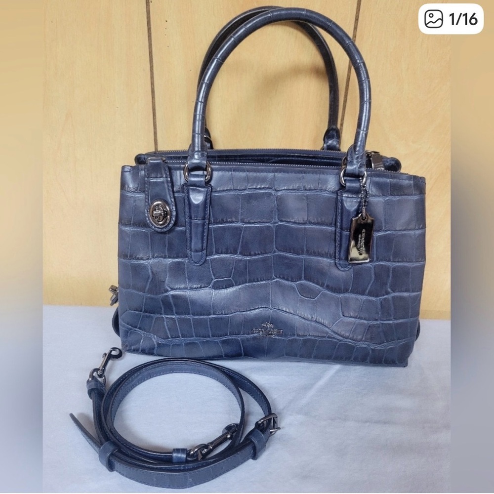 Coach Croc Embossed Leather Brooklyn 28 Caryall